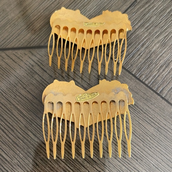 Vintage Cloisonné Butterfly Heart & Flower Hair Combs - Picture 7 of 16